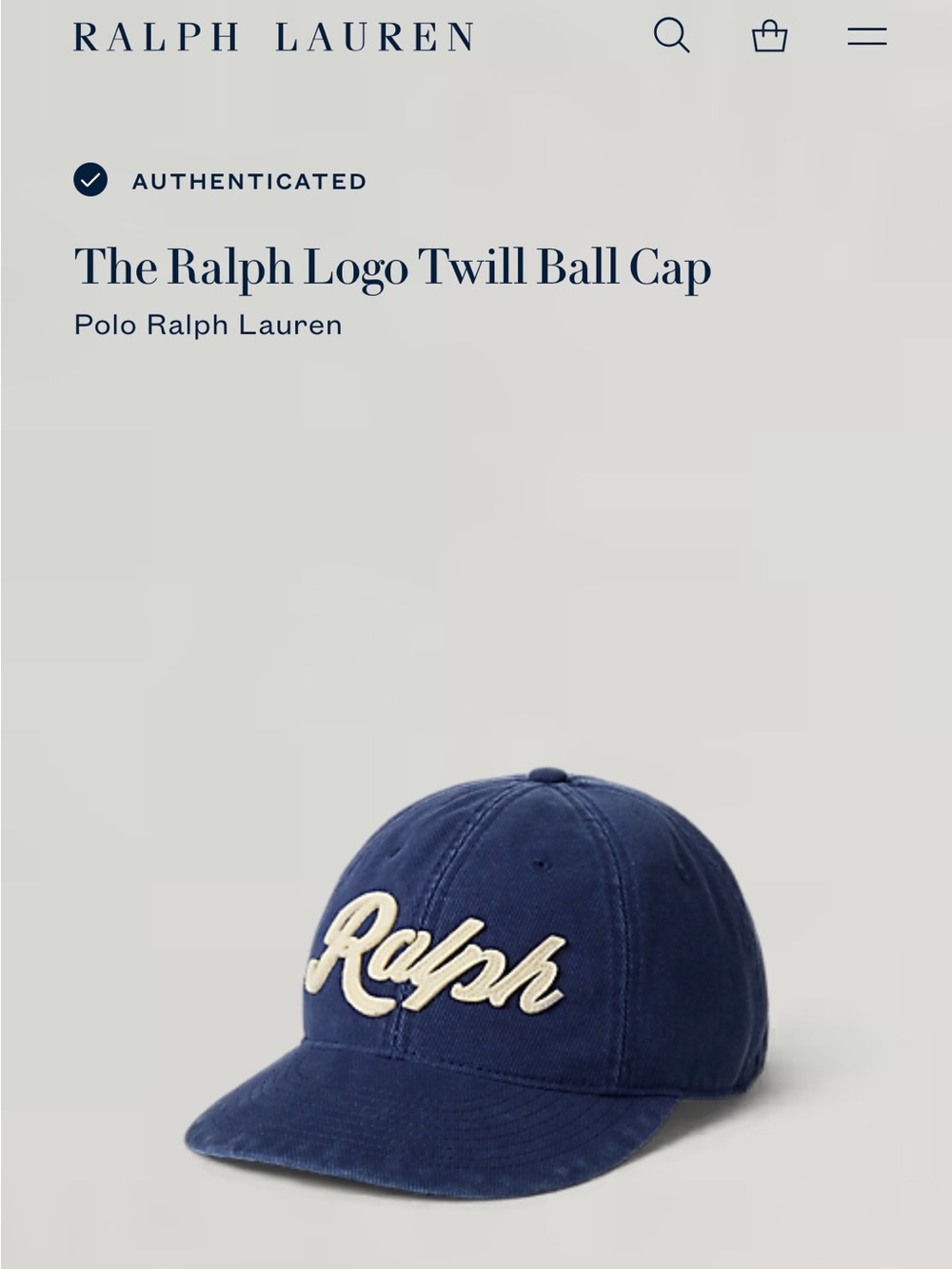 Ralph Script Baseball Cap in Navy with Yellow Logo - Picture 8 of 8